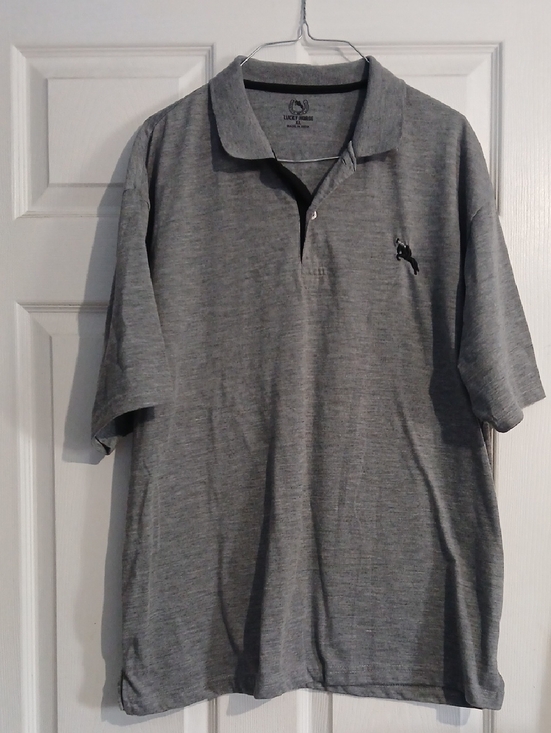 Lucky Horse Other - Men's Grey Polo with Subtle Embroidered Logo
